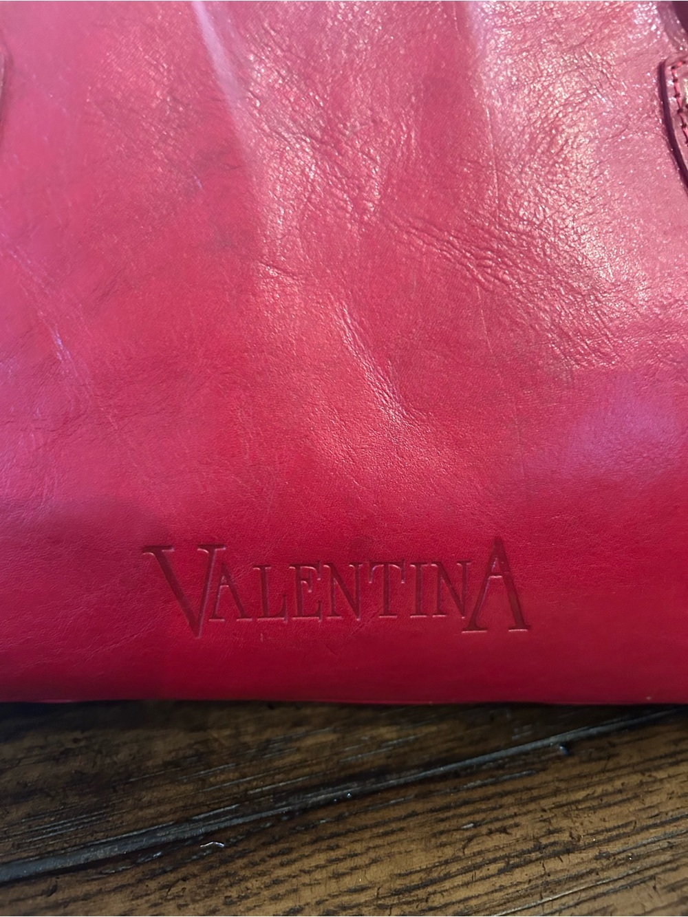 Valentina Italian red leather shoulder bag - Picture 4 of 14